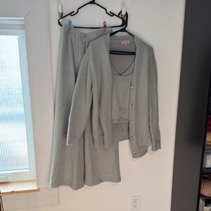 Cozy Gray Knit Cardigan Set